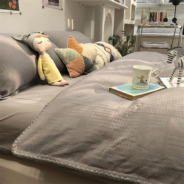 Ultra Soft Jacquard Duvet Cover Set, Warm & Cooling Duvet Covers, Waffle Reversible Bedding Set for All Seasons, with