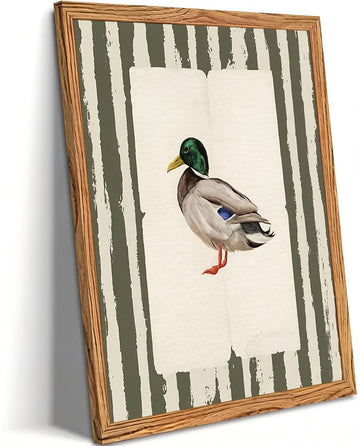 Framed Mallard Duck Canvas Wall Art Vintage Animal Wall Decor 16x24in