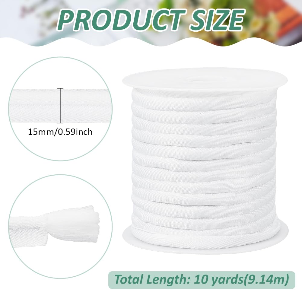 White Piping Cord Trim, 5/8 inch Polyester Bias Tape Piping, Upholstery Piping Trim for Sewing Lip Cord Trim - 10 Yard