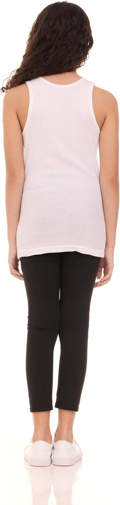 Pack Girls Tank Tops - Undershirts, Trendy Ribbed Sleeveless Summer Shirts - Kids Tank Tops