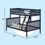 Bunk Bed Twin Over Full with Ladder, Solid Wood Platform Bed Frame with Ladder for Kids, 14" Safety Guardrails