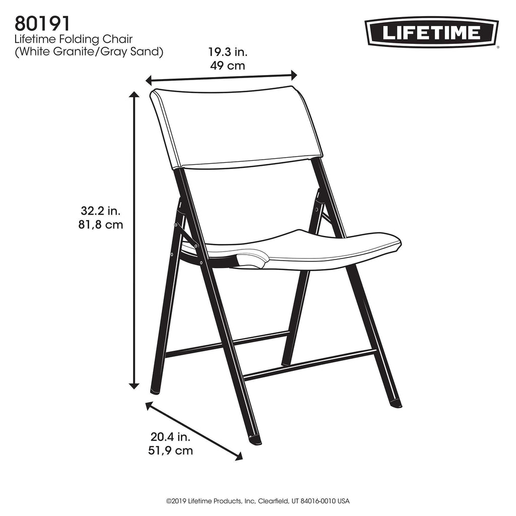Light Commercial Folding Chair, White Granite with Gray Frame, 4 Pack