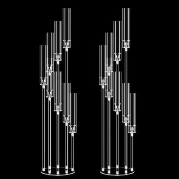 2 Set of 8 Arms Acrylic Candelabra Centerpieces,49.2'' Tall Clear Candlesticks Holder with Acrylic Shade for