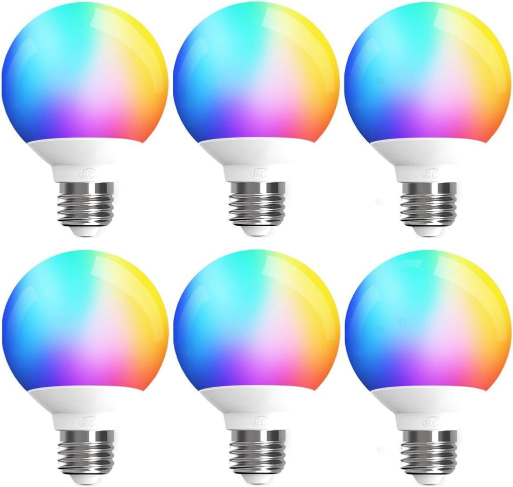 G25 Globe Light Bulbs, App-Controlled Vanity Light Bulbs via Bluetooth Mesh,1600 Million Colors, 600LM, 6W, 60W