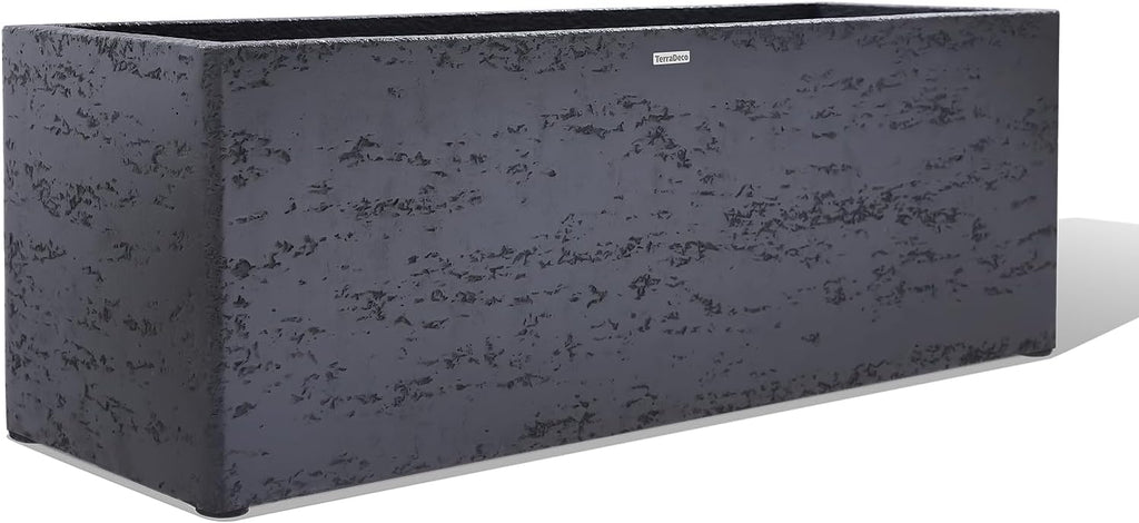 42 Inch Rectangular Concrete Planter(42Lx14Wx15H,58 Pounds),Durable All-Weather Use with Drainage Holes,Large