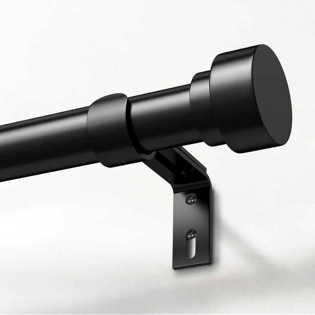 Heavy Duty Curtain Rods for Windows,1 Inch Adjustable Black Curtain Rod with Easy Installation and