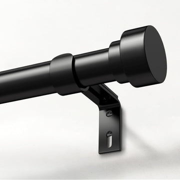 Heavy Duty Curtain Rods for Windows, 1 Inch Adjustable Black Curtain Rod with Easy Installation and