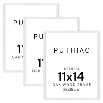 11x14 Solid Oak Wood Picture Frames, White, 3 Pack