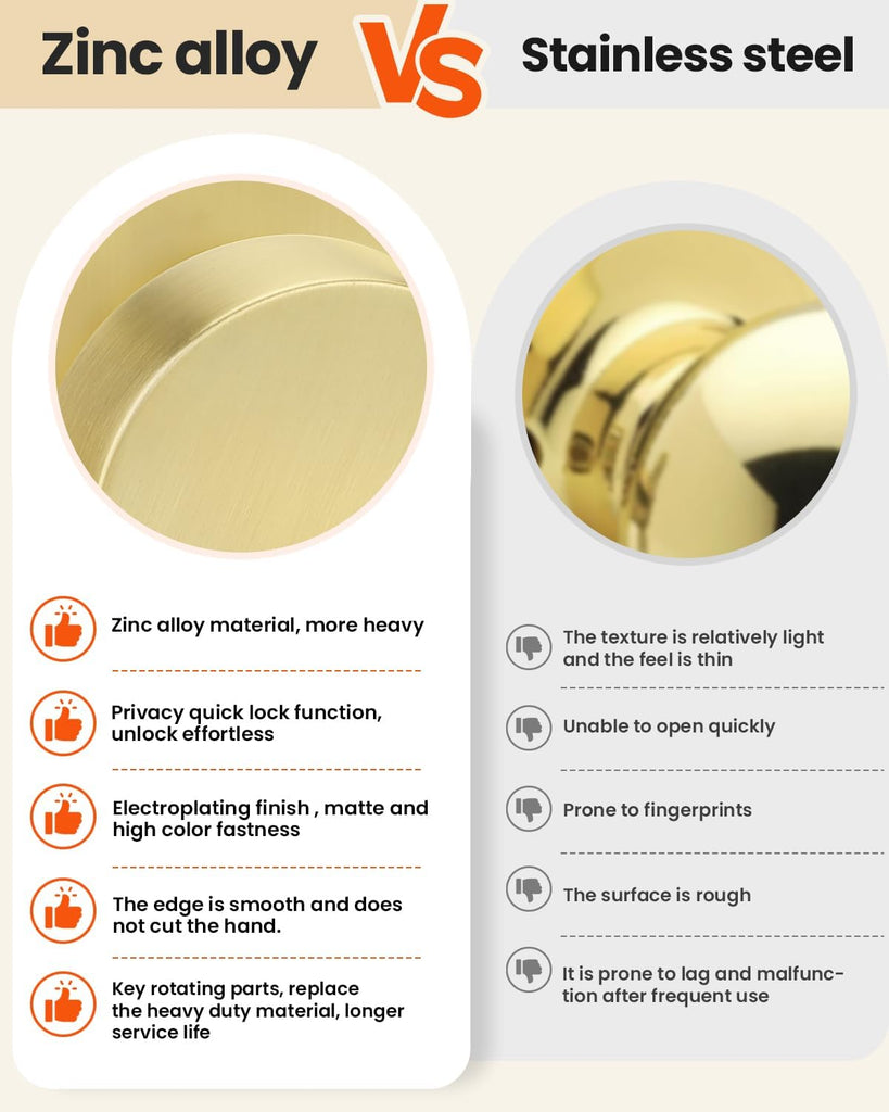 Exterior Gold Door Knob with Lock and Key 1 Pack