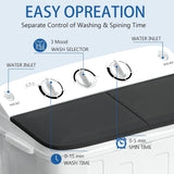 Portable Washing Machine, 18lbs Compact Laundry Washer, Free Drying Rack & 10 Hangers, 11lbs Wash & 7lbs Spin Dry