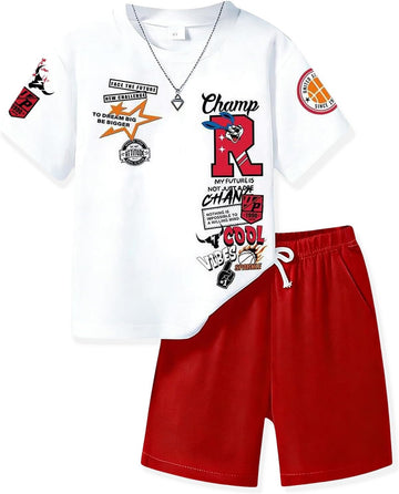 Boys Summer Clothes Short Sleeve Top and Shorts Piece Kids Outfits Boys Sets