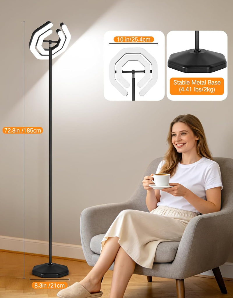Floor Lamp, 3000LM 30W LED Torchiere Floor Lamp with Remote and Touch Control, Stepless Dimmable 2700K-6500K