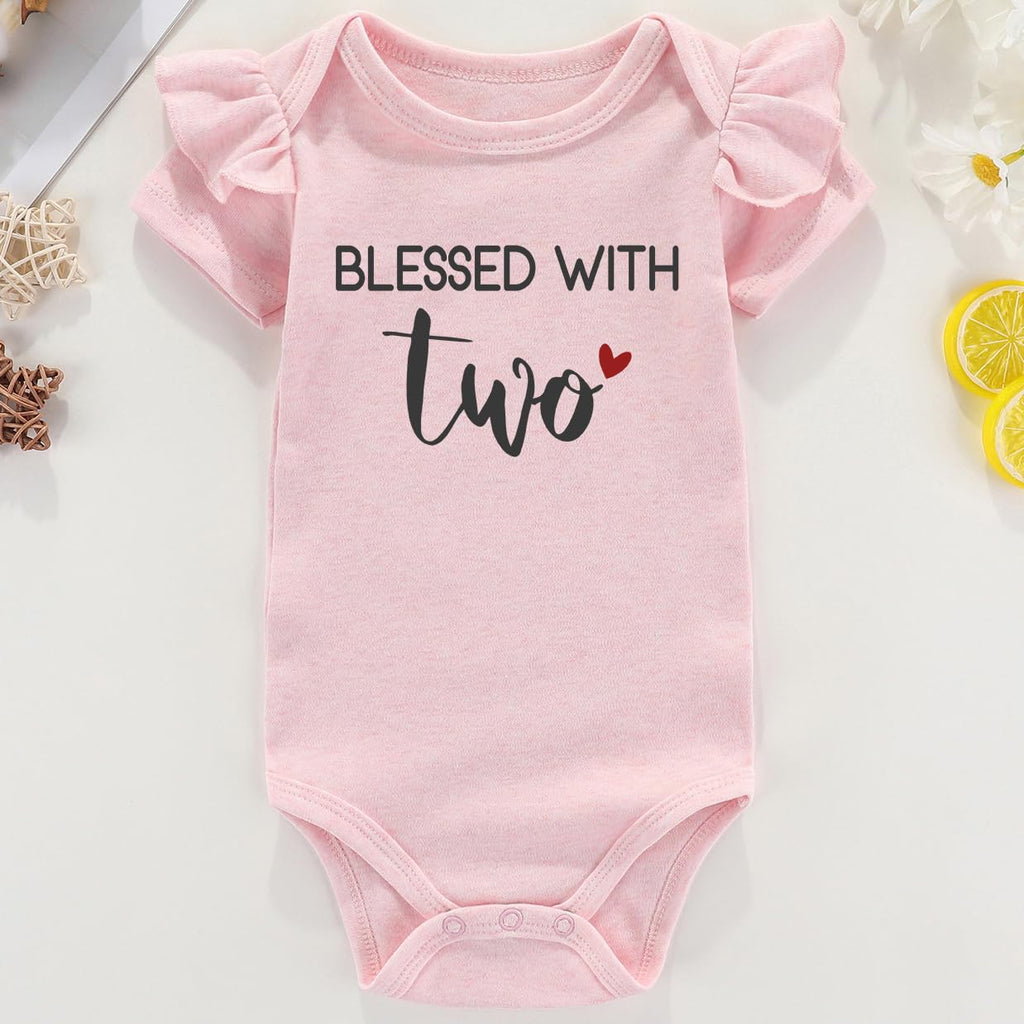 Prayed One Blessed Two Twin Outfits For Boy And Girl Newborn Twins Baby Items Must Haves bodysuit Pink