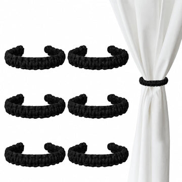 Braided Curtain Tiebacks Boho Elegant Rustic Curtain Holdbacks Tie Backs Holders Set Simple Light Weight - 6 Pack