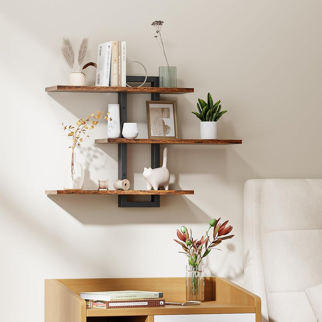 Floating Shelves for Wall, Wood Wall Shelves | 3 Tier Shelves for Wall Decor, Decorative Hanging Storage Shelf