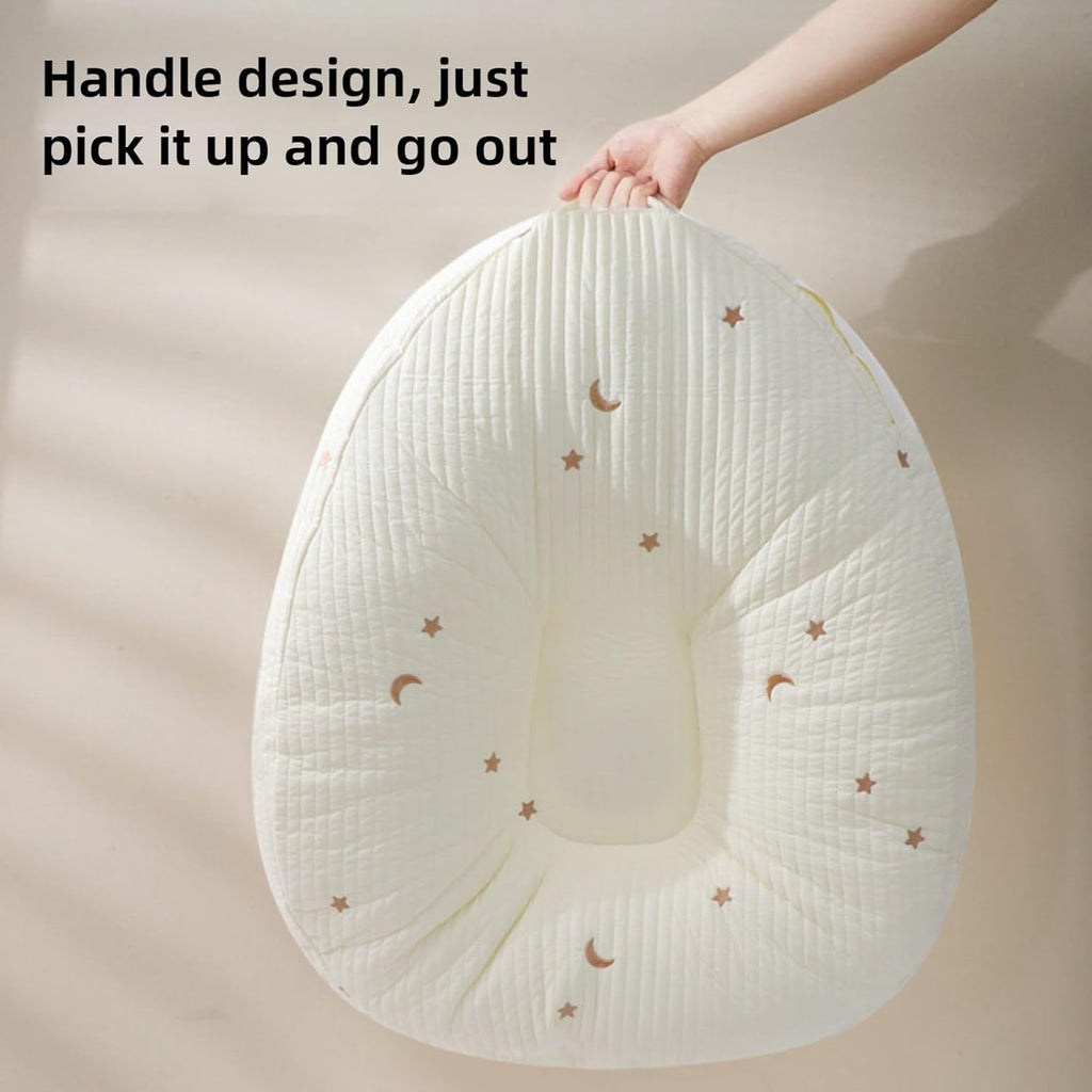 Large Nest Pillow with Cotton Cover, Skin Friendly Lounger Pillow Multifunctional Soft Floor Lounger Pillow Baby