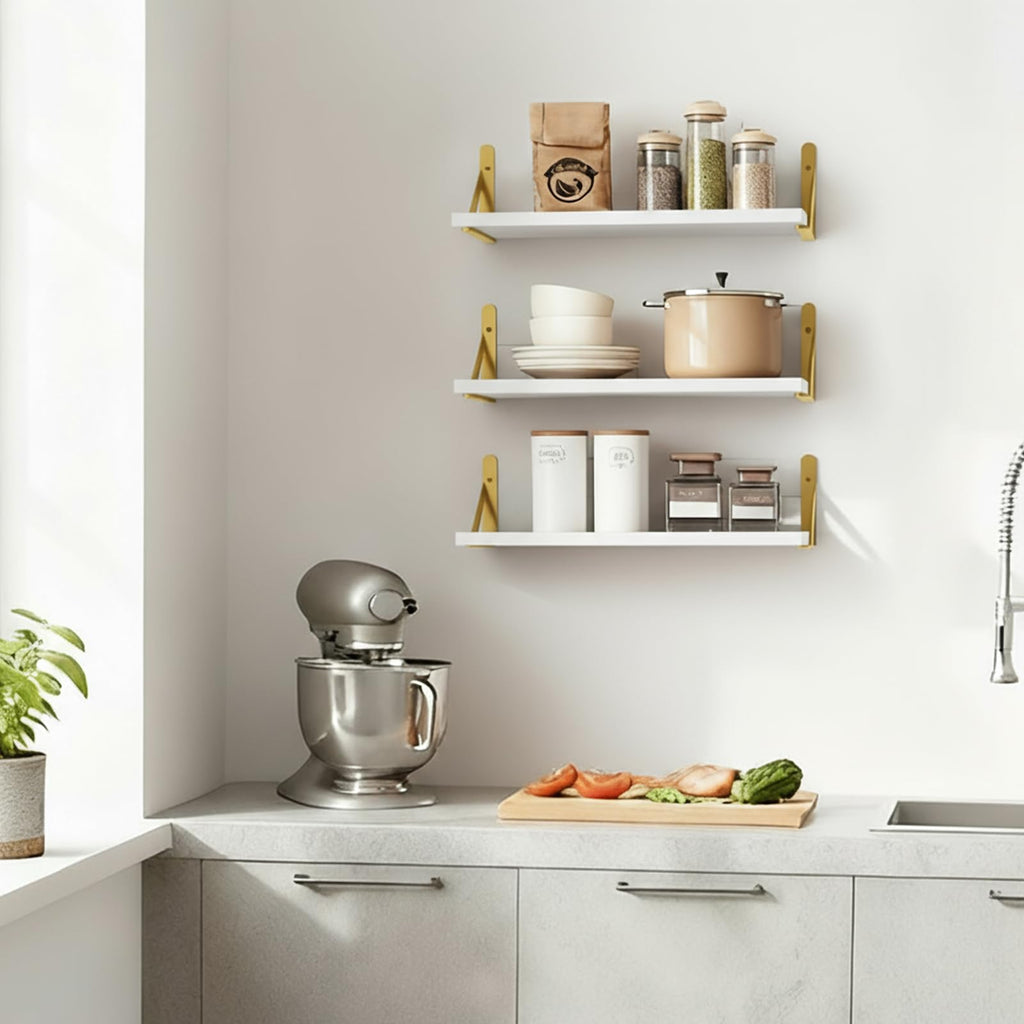 Wall Floating Shelves Decor (White, Set of 3, 16.5 Inch)