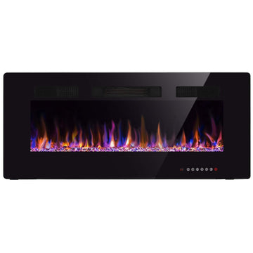 42" Fireplace in-Wall Recessed and Wall Mounted 1500W Heater and Linear Fireplace with Timer/Multicolor Flames/Touch