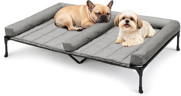 Elevated Dog Bed for 2 Dogs, Cooling Raised Dog Bed with Bolster Mat