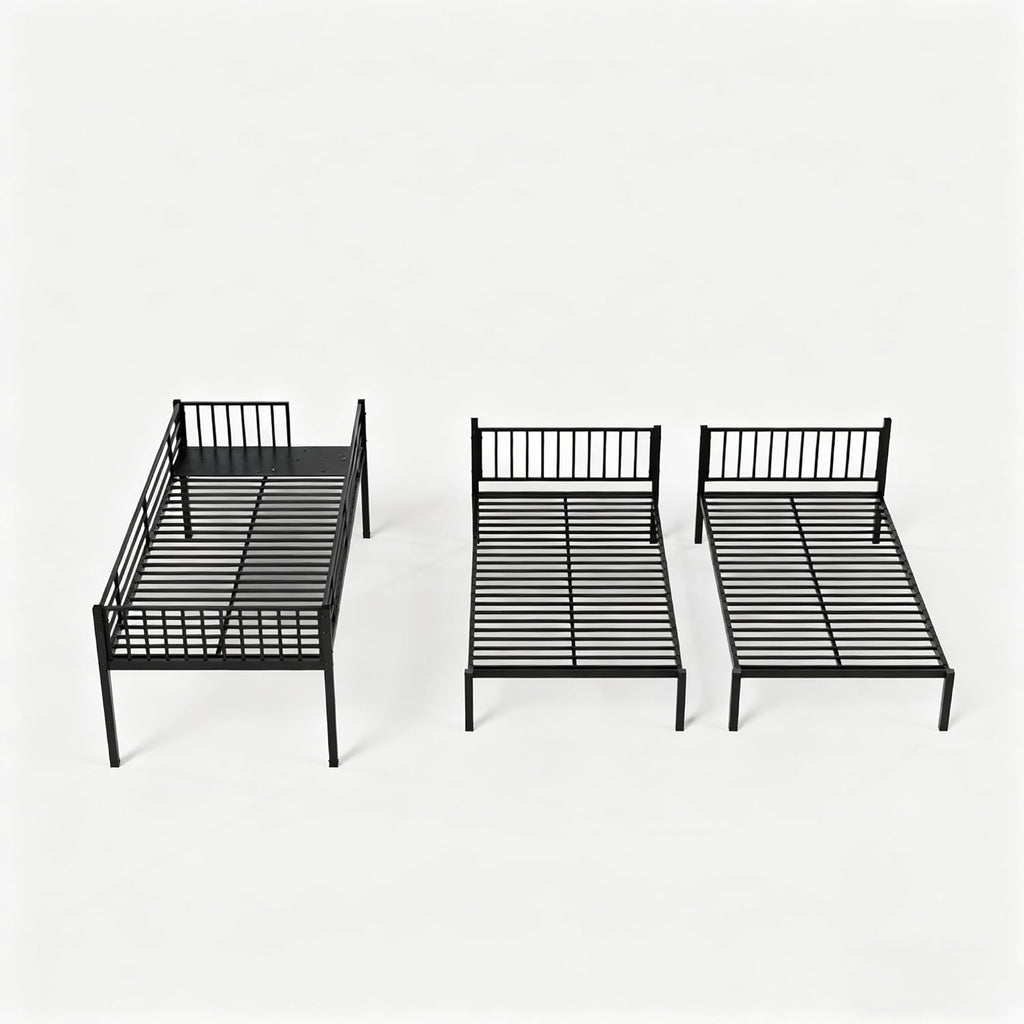 Twin Triple Bunk Bed for Kids, Teens,Adults, Metal Twin XL Bunk Beds for 3, 3 bunk Bed for 3 Kids, Adults（Heavy Metal