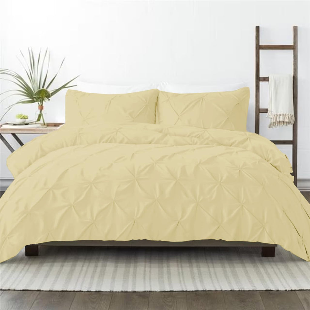 Luxurious 3 Piece Pinch Pleated Duvet Cover Set Super King Plus Size (120" x 120") Inch 100% Egyptian Cotton 800 TC
