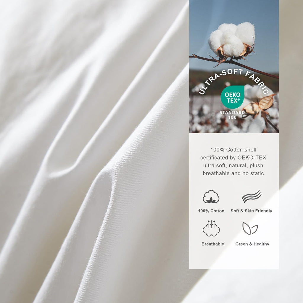 Premium Feathers Down Duvet Insert Comforter King All Season Medium Warmth White 100% Cotton Cover w