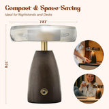 9” Table Lamp Lamp with Wood Base, Stained Glass Shade, 3 Color Temperature