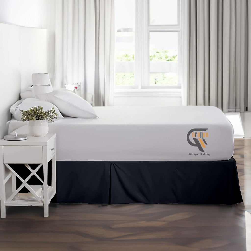 Box Pleated Bed Skirt 100% Pure Egyptian Cotton 9 Inch Drop Bed Frame Cover Easy to Put On Hotel Class Luxurious
