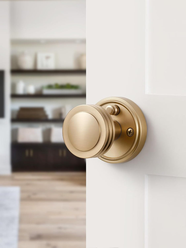 1 Pack Champagne Bronze Door Knob Privacy Door Knobs Door Handle Interior Door Knobs with Lock Zinc Alloy