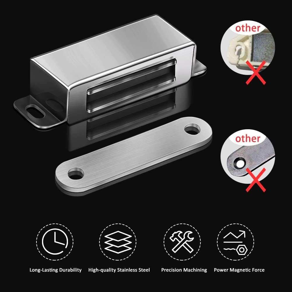 Magnetic Door Catch 40 lbs Pull Strong Magnet Cabinet Latches Magnetic Hardware Stainless Steel Chrome Door Closer