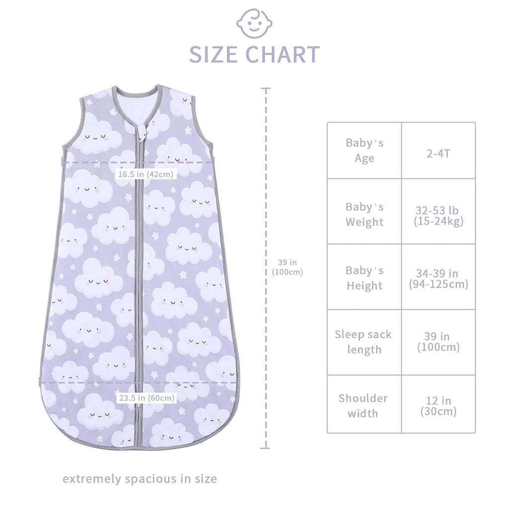 Baby Sleep Sack 2- 95% Viscose from Bamboo 5% Spandex Boys & Girls Wearable Blanket 1.0 TOG Toddler Sleeping Sack