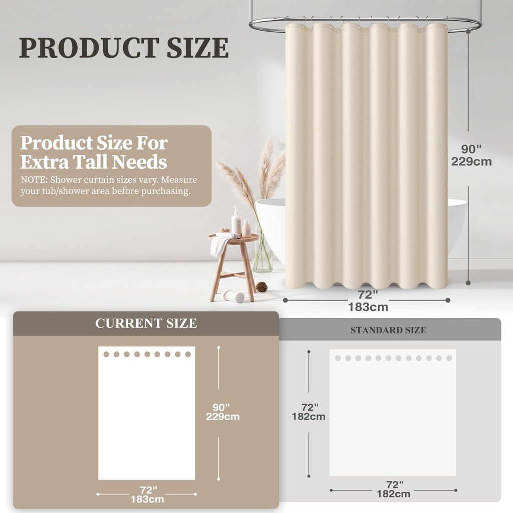 72x90 Linen Textured Waterproof Fabric Set, Beige/Cream