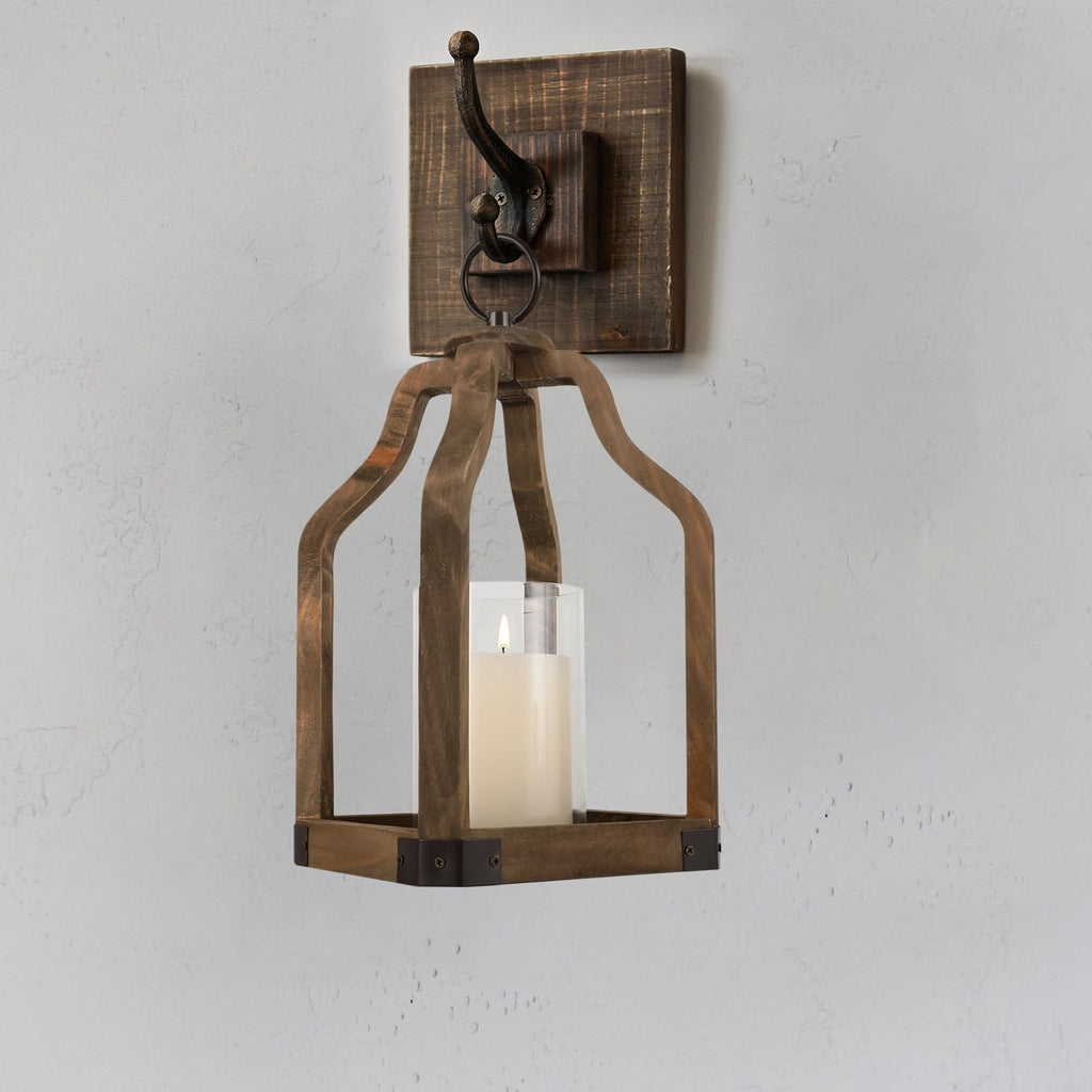 Rustic Wood Lantern Candle Holder for Farmhouse Decor