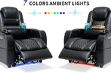 Home Theater Seating Seats, Game Movie Theater Chairs Theater Recliner Sofa with 7 Colors Ambient Lighting