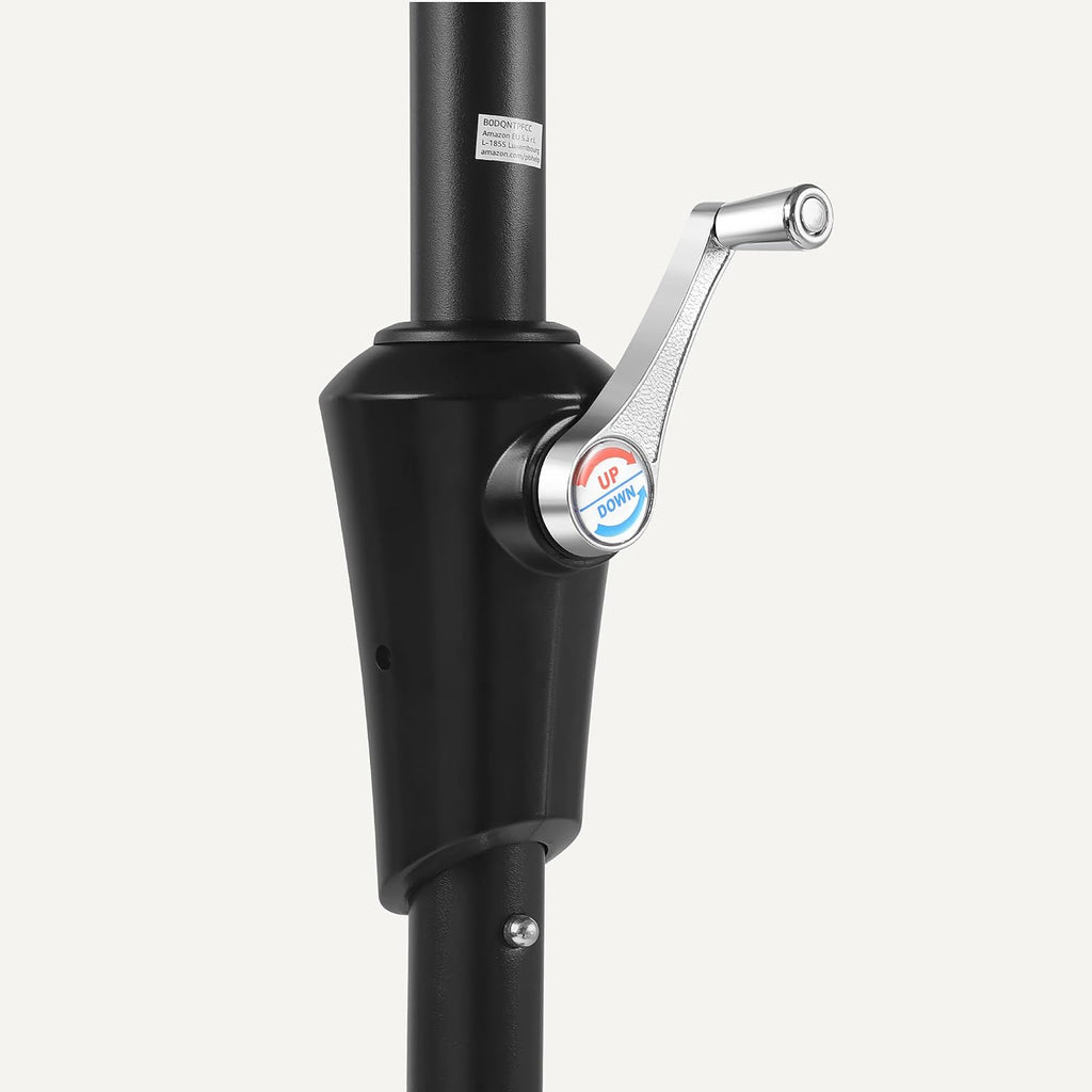 Patio Umbrella with Crank Lift and Push Button Tilt, 9 Foot, Navy, Aluminum Pole with Steel Ribs