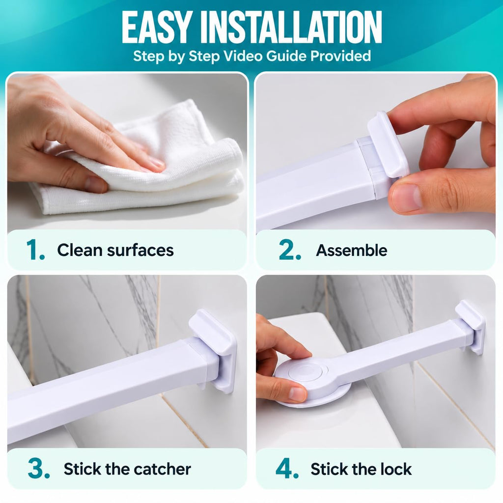 2 Pack Toilet Locks Baby Proof - Easy to Use Toilet Seat & Lid Lock Kit