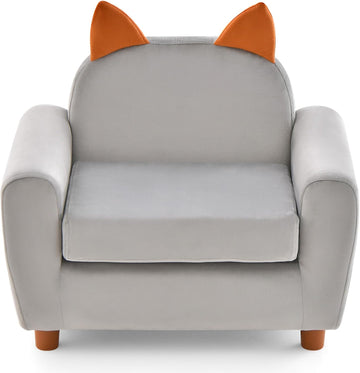Kids Sofa, Children Armrest Chair with Sturdy Wood Construction and Dutch Velvet, Upholstered Toddler Armrest Couch