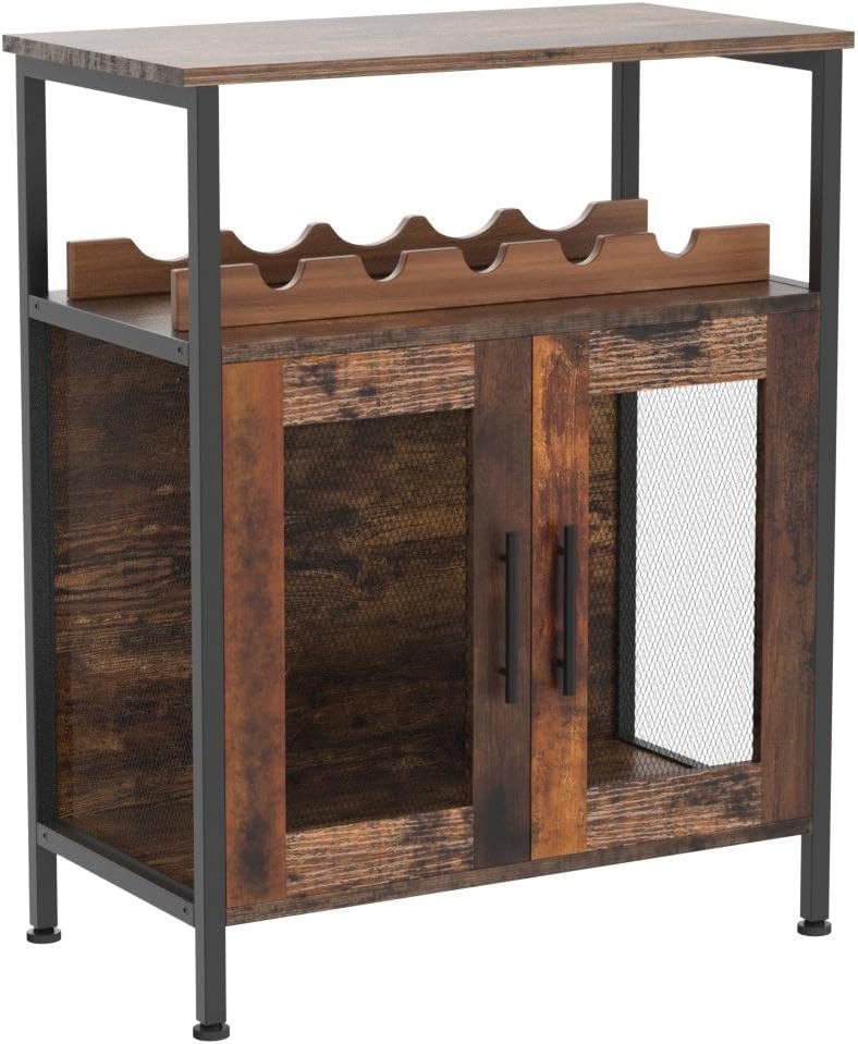 Wine Bar Rack Cabinet with Detachable Wine Rack, Coffee Barwith Glass Holder, Small Sideboard and Buffet Cabinet with