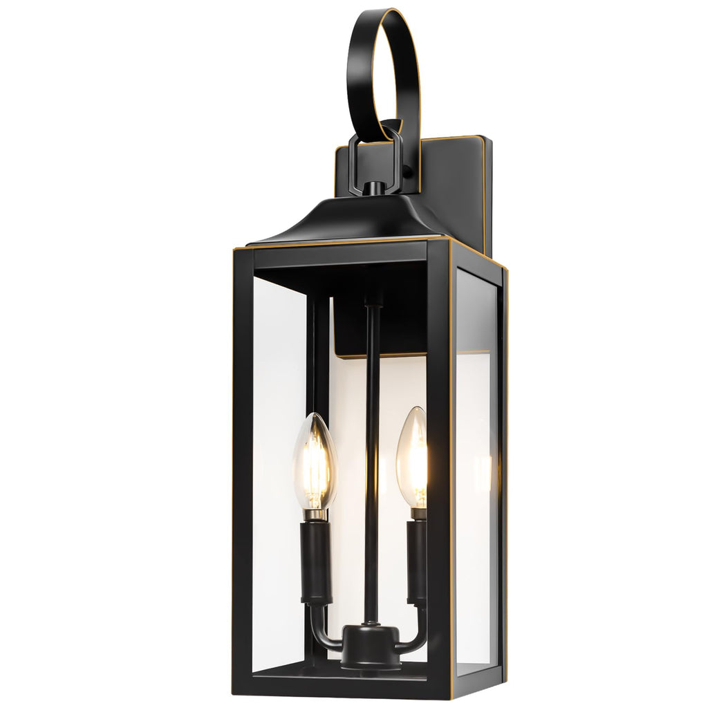 19" Large Outdoor Wall Lights Modern Front Porch Lantern Wall Mount 2-Light