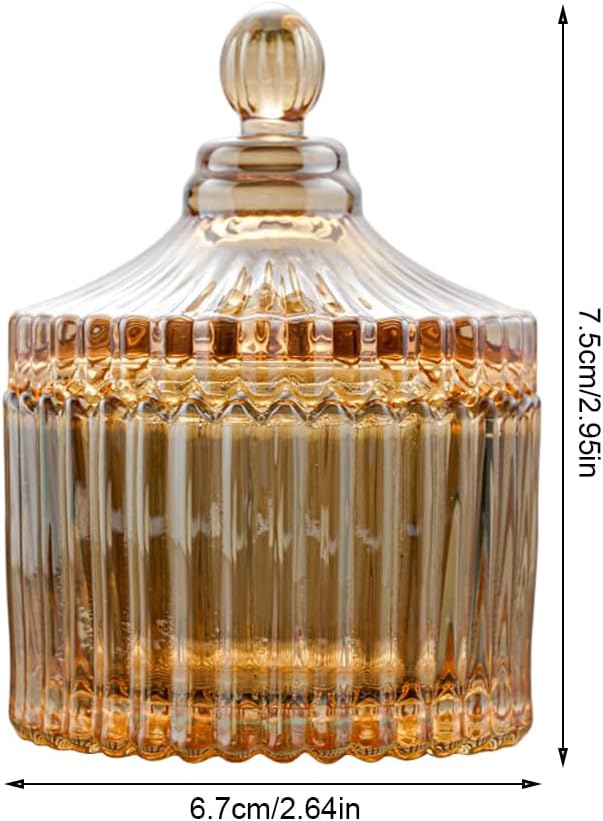 Amber Crystal Glass Jewelry Box, Jewelry Jar with Lid, Jewelry Dish Jewelry Tray Ring Holder, Jewelry Organizer