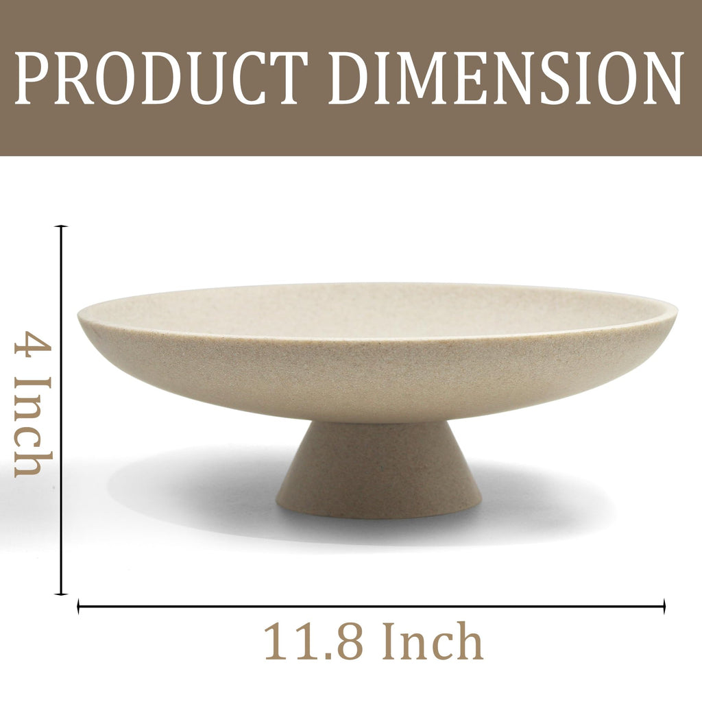 Large Decorative Bowl, Resin Pedestal Fruit Bowl, Beige