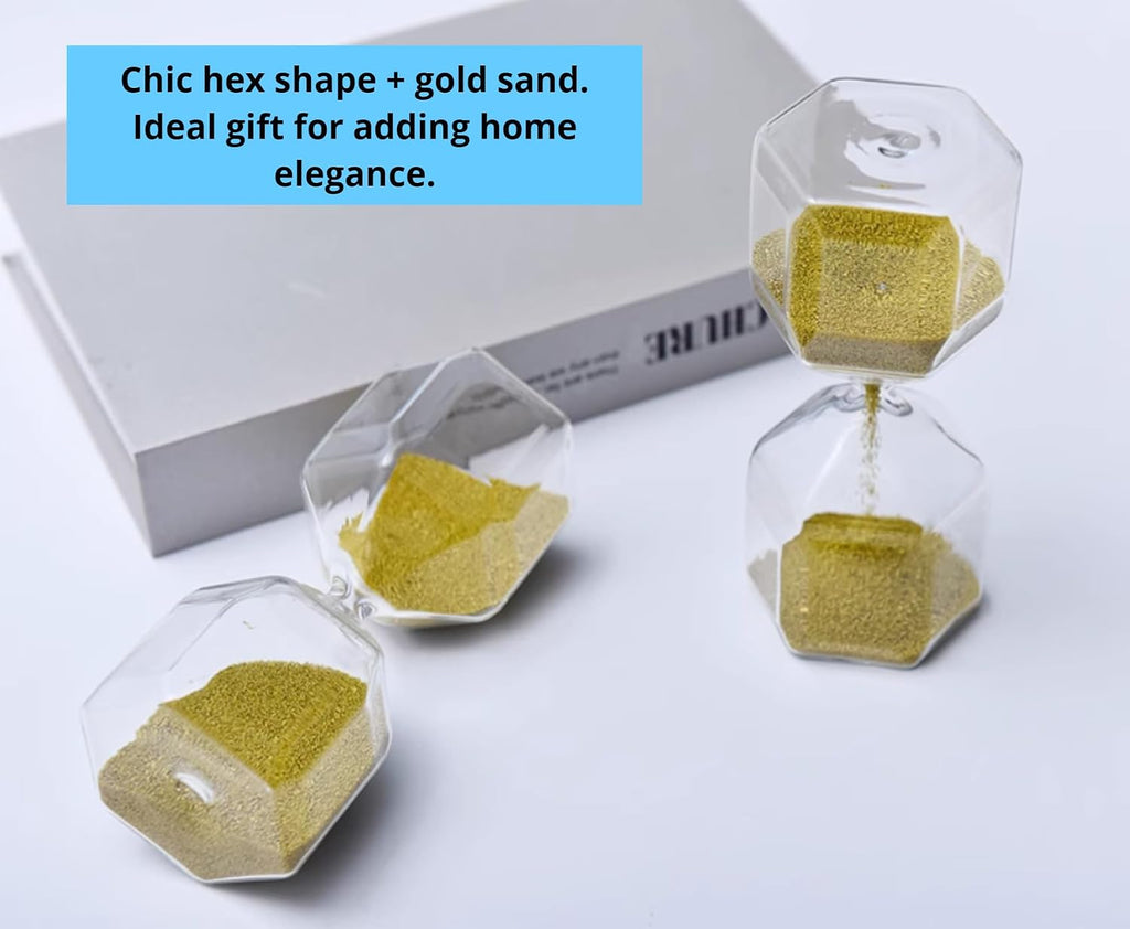 Sand Timer Decor Nordic Style Hexagonal Sandglass Decorative Hourglass Gold Sand Glass Material, Non - Timing Desktop