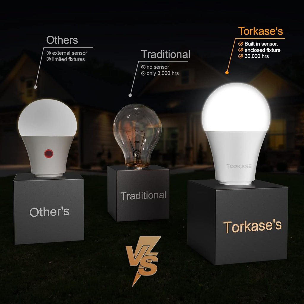 Outdoor Sensor Light Bulbs, E26 Dusk to Dawn Automatic Sensor