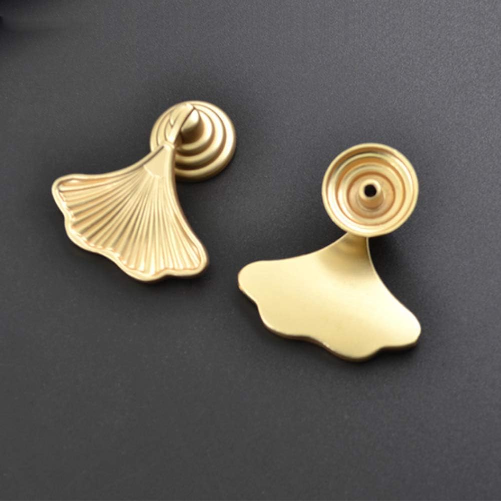 Furniture Knob Handles Golden Drop Pendant Pull Handle Fashion Ginkgo Leaf Shape Dresser Knobs Door Drawer 2 pcs