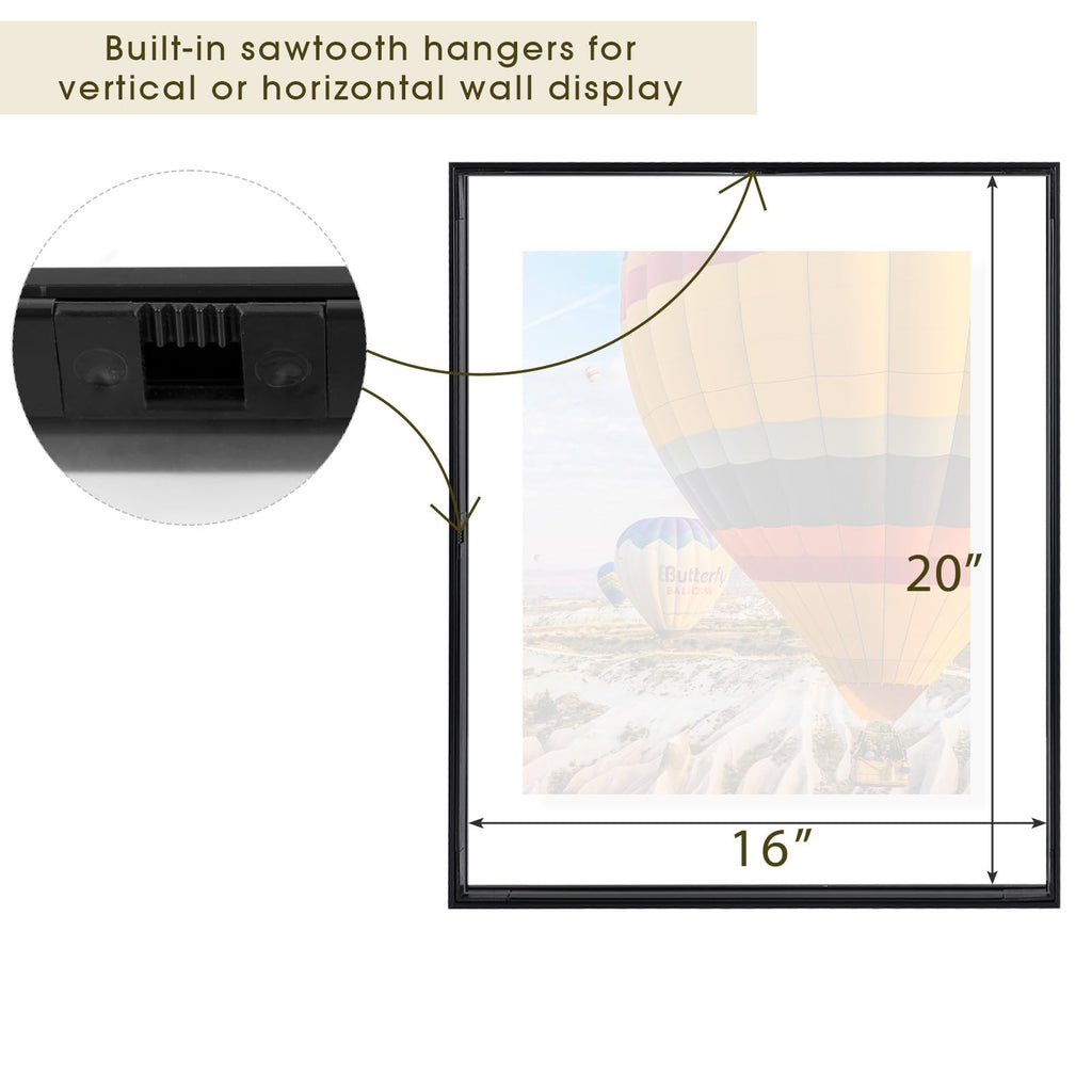 16x20 Black Aluminum Floating Picture Frame, 3 Pack