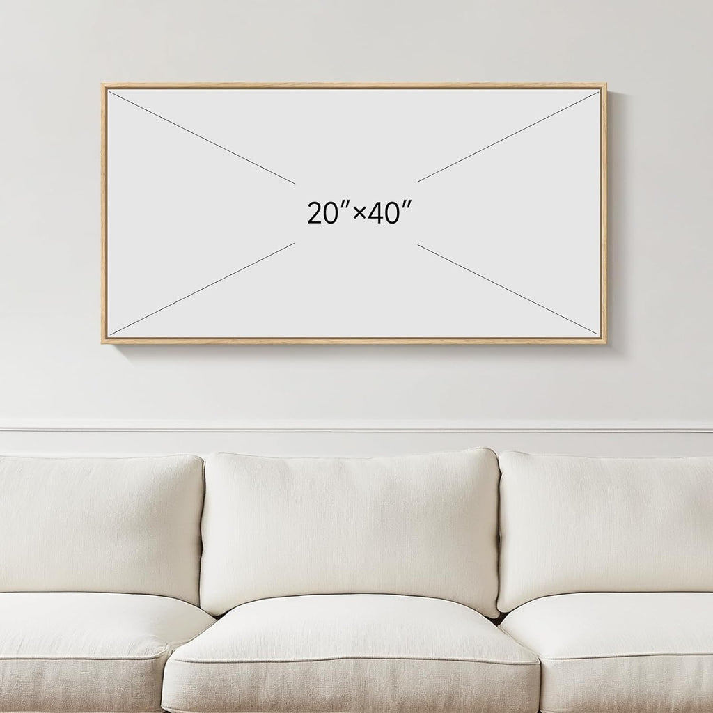 Framed Boho Beach Coastal Wall Art , Large Neutral Ocean Canvas Artworks for Walls, Horizontal Abstract Minimalist