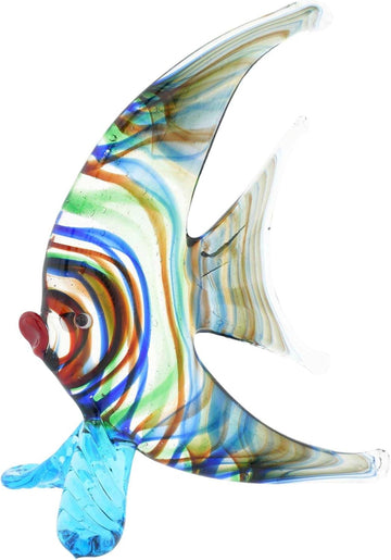 Angelfish Collectible Figurine Statue 4" in Italy Statue Blown Glass Transparent Multicolor Tropical Fish Sea Animal