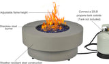 Propane Outdoor Fire Pit Table, Flint & Concrete Look 32-inch Round Patio Propane Fire Table 50,000 BTU w/Lid, Glass Rocks, Cover, Pre-Attached 10ft - Image 3