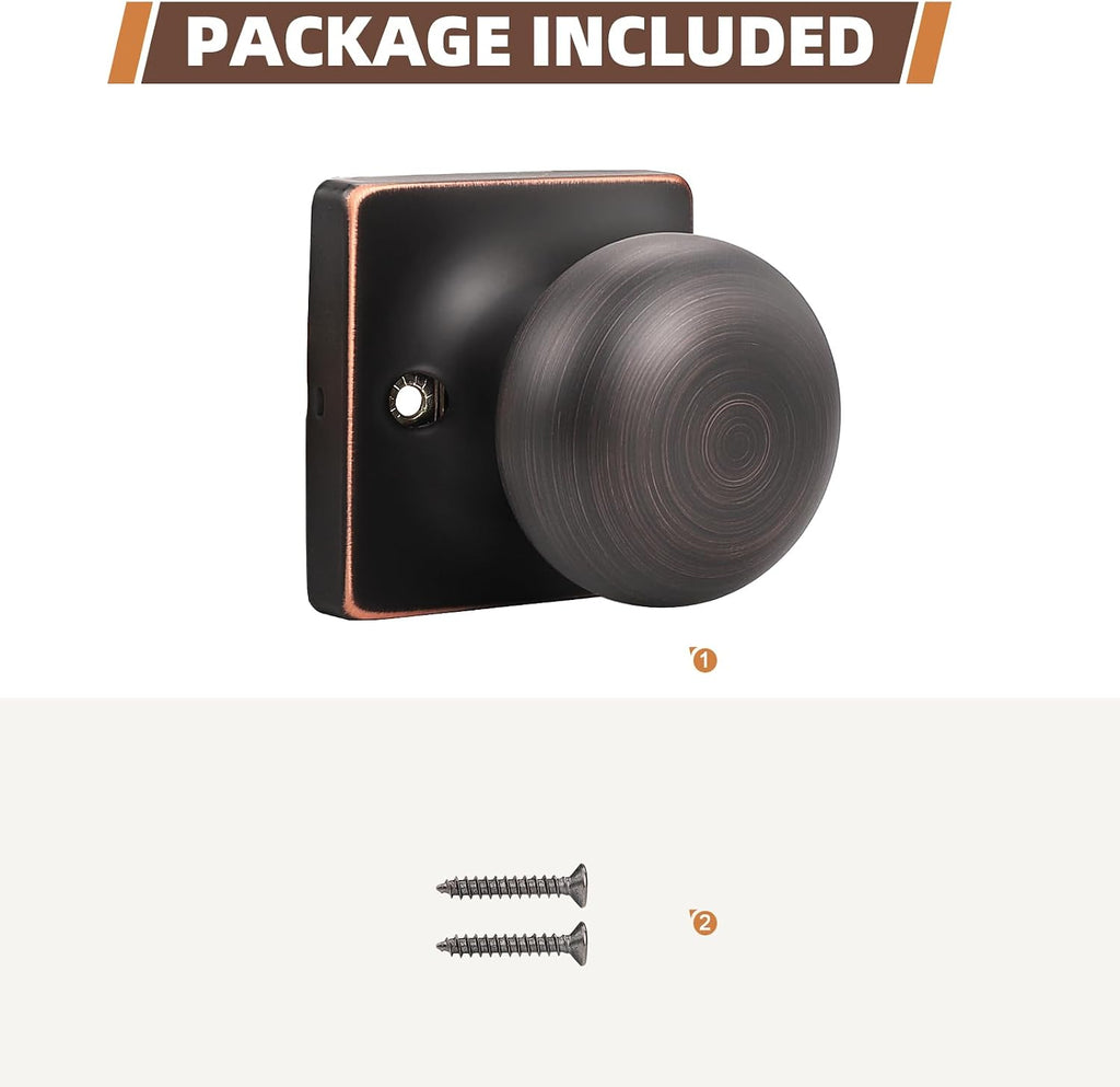 2 Pack Single Dummy Door Knobs Oil Rubbed Bronze Interior Dummy Knobs for French Doors Round Door Knobs Stainless