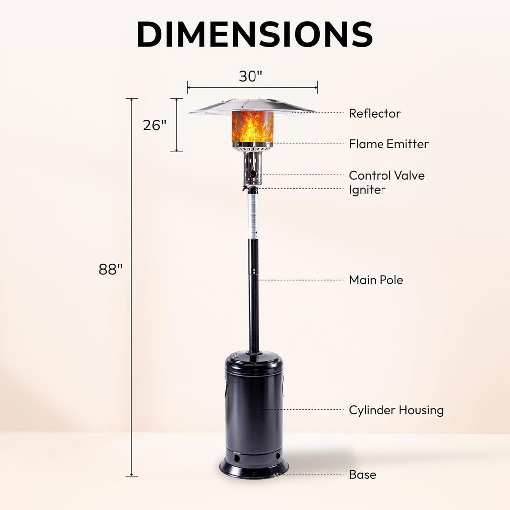 47,000 BTU Patio Heater for Outdoor Use with Round Table Design, Commercial Outdoor Patio Standing Heater with